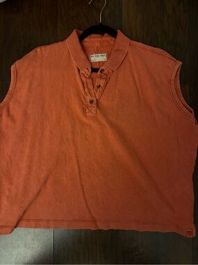 Free People Sleeveless Polo Tank in Rust